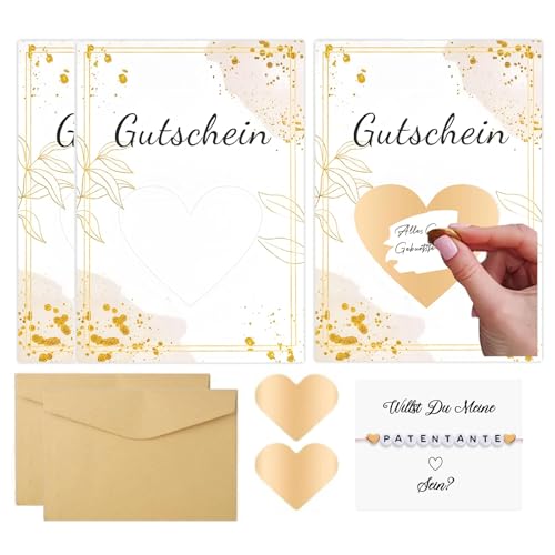 CPRNQY 2 Stück Willst Du Meine Patentante Sein, Patentante Armband, Patentante Fragen, Patentante Trauzeugin Brautjungfer Geschenk Set, Armband Rubbelkarte und Umschlag Geschenkidee für Patin von CPRNQY