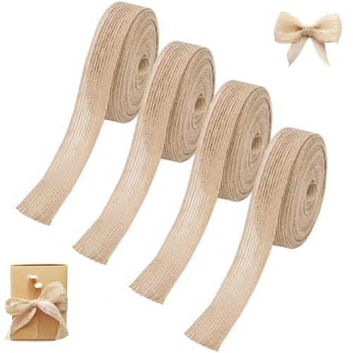 Juteband, Juteband Rolle 1cm Fein, 10M Juteband Jahrgang, Jute, Juteband Breit, Dekoband Jute Für DIY Handwerk Verpackung, Geschenk, Weihnachten, Esstisch, Blumenstrauß Dekoration von CPRNQY