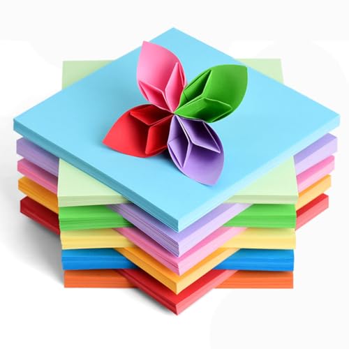 CPSYTE 100 Blatt Origami Papier, Bastelpapier Buntes Papier Von Hand gefaltetes Papier Quadratisch Tonpapier Doppelseitig für DIY Bastelprojekte Kranich-Origami aus Papier(15 x 15 cm, 20 Farben) von CPSYTE