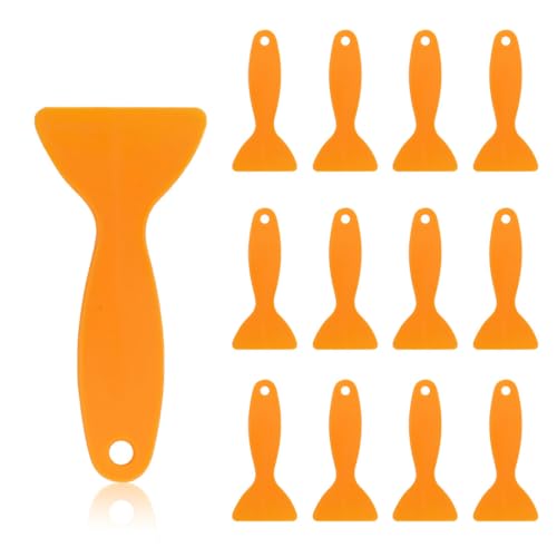 CPSYTE 25 pcs Kunststoff Spachtel Set, 3D Druck Spachtelmesser Schaber Luftblasenentferner Werkzeuge, Tapetenschaber Spachtelschaber Kunststoffspachtel für Harz Entfernung und Patchen, gelb, 12,5 cm von CPSYTE