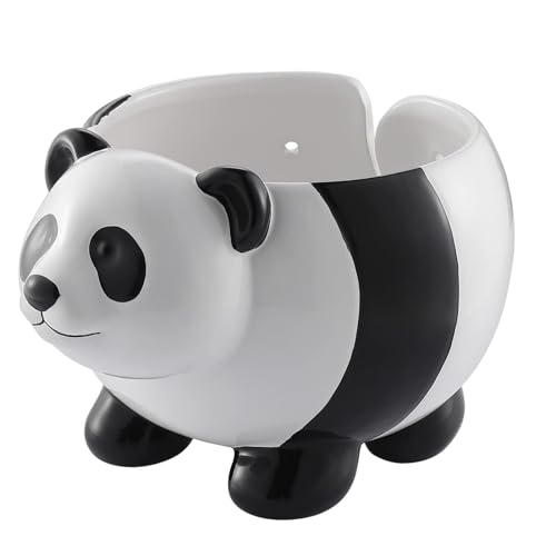 Topf In Panda-Form, Keramik-Garnschale, Schaf- Und Panda-Garn-Aufbewahrungsbox, Aufbewahrungstopf Mit Freiem Halter, Sukkulententöpfe, Cartoon-Tier-Pflanzgefäß, Lustiger Garn-Organizer, Häkelzubehör F von CQSJX