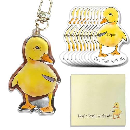 Don't Duck with Me - Funny Angry Duck Set,Don't Duck with Me Sticky Notes,Angry Duck Sticker Keychain Sticky Note,Cute Killer Duck Office Desk Accessories (Duck Set) von CQSVUJ