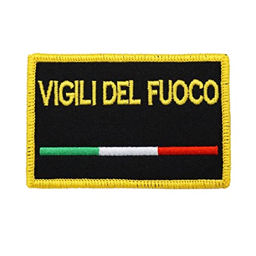 2 Stück Feuerwehr Italien Militär Stickerei Patch Abzeichen mit Haken und Loop Backing von CR PATCH FACTORY