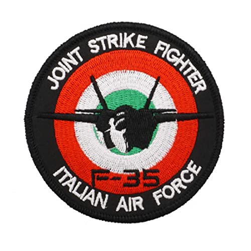 2 Stück JOINT STRIKE FIGHTER AIR FORCE Italien Militär bestickt Patch Abzeichen mit Haken und Loop Backing von CR PATCH FACTORY