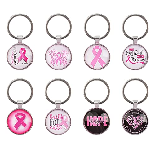 CRAFFANCY Breast Cancer Advocacy Keychain, 8pcs ruban de satin rose soutien au cancer porte - clés pour les femmes cadeaux von CRAFFANCY