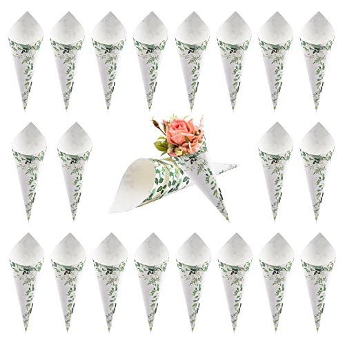 CRAFFANCY Grüne Papierzapfen, 60 Stück Blumen-Konfetti-Zapfen, Blumenstrauß, Blütenblätter, Süßigkeiten-Blumenhalter mit Klebeband für Hochzeitsfeiern von CRAFFANCY