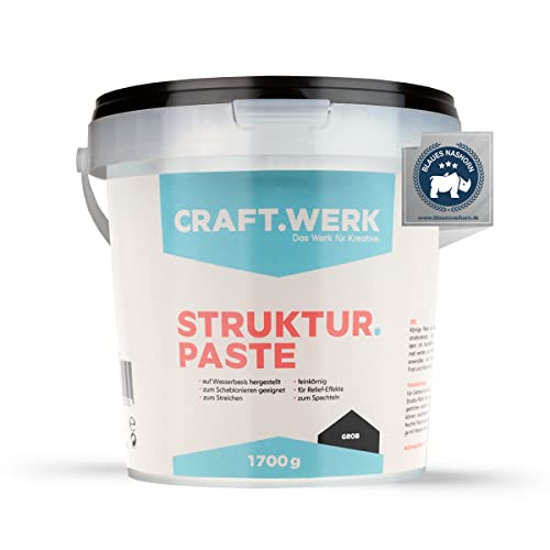 CRAFT.WERK - 1,7kg Strukturpaste Leinwand (grob) - hochwertige Strukturpaste für Acrylmalerei - einfärbbare Spachtelmasse Acrylmalerei - Made in Germany von CRAFT.WERK Das Werk für Kreative.