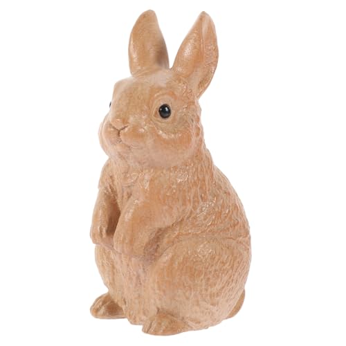 CRAFTHROU Kaninchen-Verzierung osterhasen Easter Bunny Holzdeko für Ostern Hasenfigur für den Garten Osterdeko mit Hasenmotiv Hasenornamente schnitzen Holzhase Holzschnitzerei Ornament von CRAFTHROU