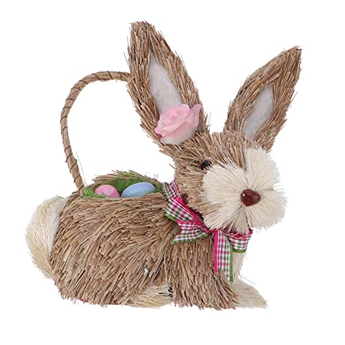 CRAFTHROU Stroh-Kaninchen-Ornament osterhasen Easter Bunny strohhalme basteln Hase Tischdeko Lichthausdekorationen für zu Hause Desktop-Kaninchen-Schmuck Kaninchen aus Stroh geflochten von CRAFTHROU