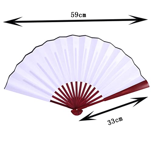 CRAFTHROU weißer Faltfächer Hochzeitsparty Dekoration Chinesischer Stofffächer Faltbarer Handfächer aus Stoff Faltfächer Tanzfächer Handheld-Fans Leere chinesische Fans Blanko-Faltfächer von CRAFTHROU