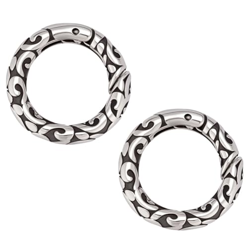 CRAFTYMELODY 2 Stück Federtorringe Im Tibetischen Stil 304 O Ring Clips Aus Edelstahl Karabinerhaken Mit Muster 20.5mm Karabiner Schnallenverschlüsse CRAFTYMELODY 2 Stück Federtorringe Im Tibetischen Stil 304 O Ring Clips Aus Edelstahl Karabinerhaken Mit Muster 20.5mm Karabiner Schnallenverschlüsse von CRAFTYMELODY