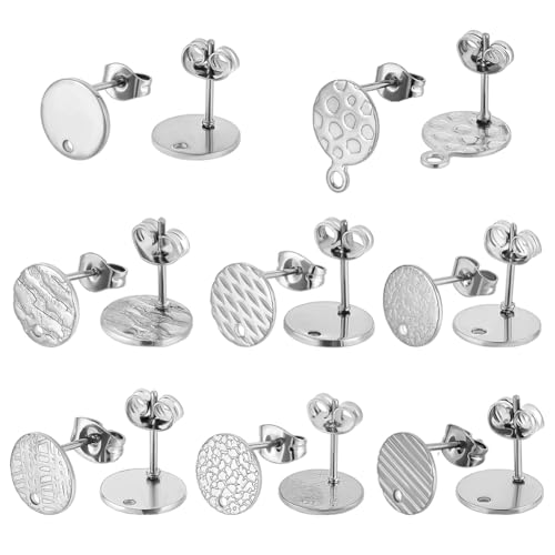 CRAFTYMELODY 8 Stil Flacher Runder Ohrstecker 32 Stück Ionenplattierter Ohrstecker Aus Edelstahl Mit Schlaufe Ohrringrückseite Ohrringzubehör Für Frauen CRAFTYMELODY 8 Stil Flacher Runder Ohrstecker 32 Stück Ionenplattierter Ohrstecker Aus Edelstahl Mit Schlaufe Ohrringrückseite Ohrringzubehör Für Frauen von CRAFTYMELODY