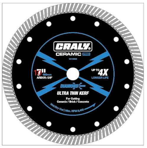 CRALY 10 Zoll Ultradünnes Diamantsägeblatt für Winkelschleifer, 7/8 Zoll Dorn Schneidrad mit Segmentiertem Rand, Nass-/Trockenschnitt, für Beton, Ziegel, Granit, Block, Stein, Mauerwerk von CRALY