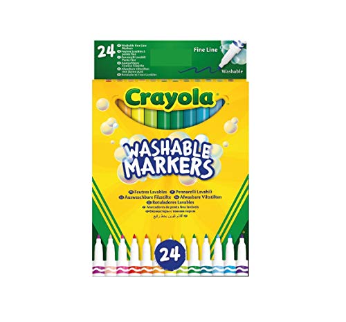 CRAYOLA 24 Waschbare Filzstifte, Feine Spitze, Für Schule Und Freizeit, Mehrfarbig, 24 Stück (1Er Pack) von CRAYOLA