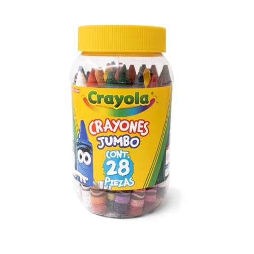 CRAYOLA - 28 Wachsmalstifte in Jumbo-Größe in wiederverschließbarer Dose, sortierte Farben, für Schule & Freizeit, 52-3037 von CRAYOLA