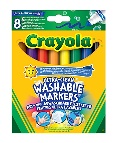 CRAYOLA Filzstifte Kinder Auswaschbar, Malstifte Set In 8 Verschiedenen Farbtönen, Ungiftige Marker Mit Konischer Spitze, Bastel Set, Fasermaler Kinder, Malstifte Ab 3 Jahre von CRAYOLA