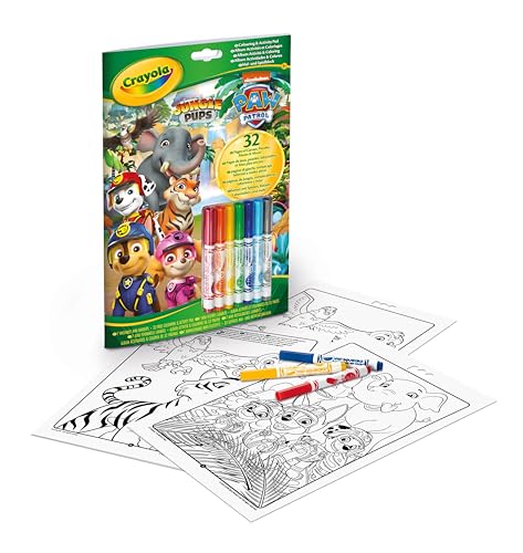 CRAYOLA - Album Aktivität & Ausmalen Paw Patrol, 32 Ausmalseiten und 7 Abwaschbare Mini-Filzstifte, 04-6918G von CRAYOLA