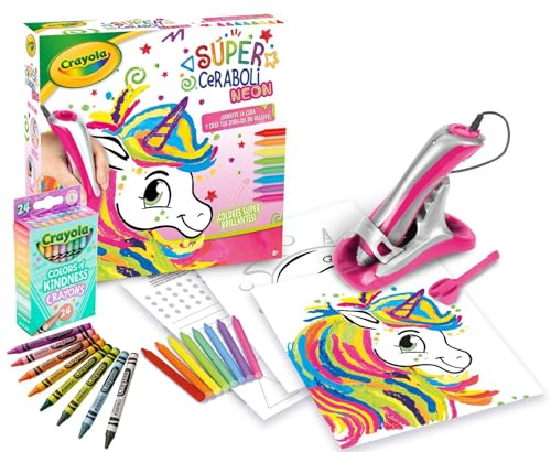 CRAYOLA - Bundle Super Pen Neon und Buntstifte Colours of Kindness, schmelzen Sie Wachsmalstifte und erstellen Sie Reliefzeichnungen, kreative Aktivität und Geschenk für Kinder, spanische Version, von CRAYOLA