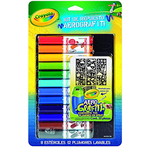 Crayola CC020019 Marker and Stencil Blue Filzstifte und Schablonen, bunt, 1 Stück (1er Pack) von CRAYOLA