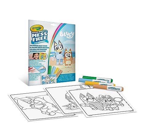 CRAYOLA - Color Wonder, Malset mit 18 Malvorlagen und 4 Filzstiften Bluey, kreative Aktivität für Kinder, Alter 3, 4 und 5 Jahre von CRAYOLA