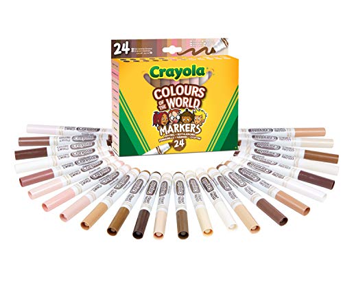 CRAYOLA Colours Of The World Filzstifte Kinder Auswaschbar, Malstifte Set In 24 Farbtönen, Farbstifte Mit Den Hautfarbtönen Der Welt, Mit Konischer Spitze, Malstifte Ab 3 Jahre von CRAYOLA