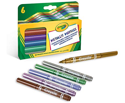 CRAYOLA 918642.012 Marker Metallic-Effektstifte, 6 Stück, Verschiedene Farben, für kreative Projekte zu Hause und in der Schule, 58-8828, Mehrfarbig, One size von CRAYOLA