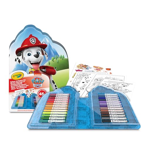 CRAYOLA - Paw Patrol Mal- & Stickerkoffer, Set mit Filzstiften, Malvorlagen, Stickern, 45 Stück, Kreatives Geschenk für Kinder, ab 5 Jahren, 04-0783 von CRAYOLA