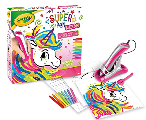 CRAYOLA - Super Pen Einhorn Neon, Spiel zum Schmelzen von Wachsmalstiften und Erstellen von Relief-Designs, kreative Aktivität und Geschenk für Kinder, Alter 8 +, 25-0510 von CRAYOLA