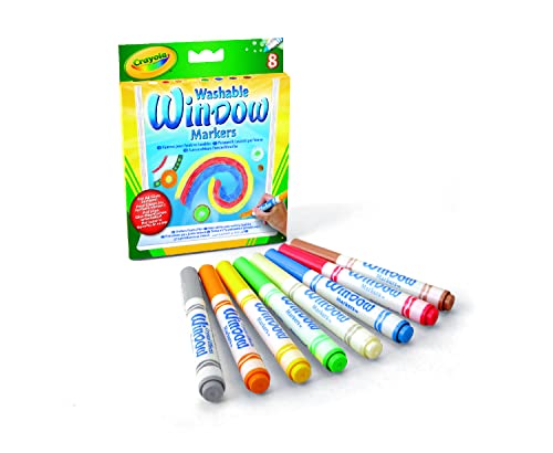 Crayola - Set mit 8 abwaschbaren Filzstiften für Glas zum Verzieren von verspiegelten Oberflächen, ab 3 Jahren, 58-8165 von CRAYOLA