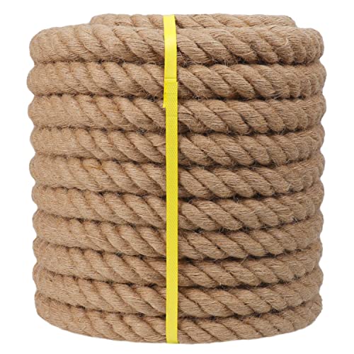 Verdrehtes Manila-Seil (2,5 cm x 30,4 m) dickes Hanfseil Natürliches Juteseil für Docks, nautisch, Geländer, Schaukel, Dekorieren von CRAYZA