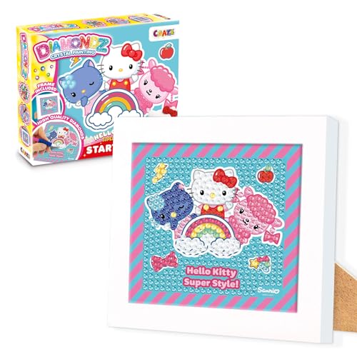 CRAZE DIAMONDZ Starter Set HELLO KITTY - Diamond Painting Kinder Hello Kitty Schablone, DIY Diamant Malerei Kinder Bastelset, 15x15cm von CRAZE