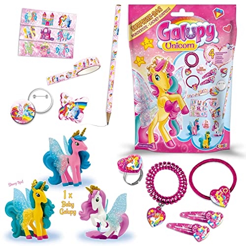 CRAZE GALUPY Surprise Bag Unicorn Schultüte mit Einhorn Überraschung. Wundertüte Kinder Schultüte Mädchen. Überraschungstüte Sammelfiguren für Mädchen, 18408 von Galupy