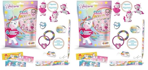 CRAZE Surprise Bag Unicorn - Schultüte Einhorn Geschenke für Mädchen, Wundertüte Kinder, Überraschungstüte mit Zubehör (Packung mit 2) von CRAZE