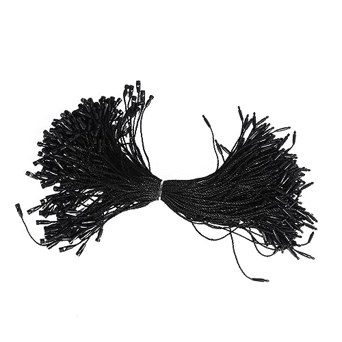 Baumwollschnur for Aufhängen von Etiketten mit Druckknopf, Polyesterschnur for Hängeetiketten – Druckknopf-Stiftschlaufenverschluss, Hakenbinder, 200 Stück(Black) von CRCRC