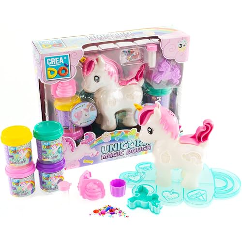 CREADO' - Nice Group Magisches Pferd Einhorn mit Extruder für Modelliermasse, Bunte Presse, Mähne und weiche Eiscreme. von CREADO'