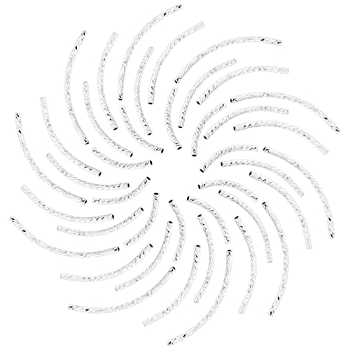 CREATCABIN 1 Box 40 Stück 4 Größen Gebogene Rohrperlen Messing Glatte Nudelperle 925 Sterling Silber Überzogene Lange Große Lochabstandshalter Für DIY Schmuckherstellung Armbänder Entdeckungen von CREATCABIN