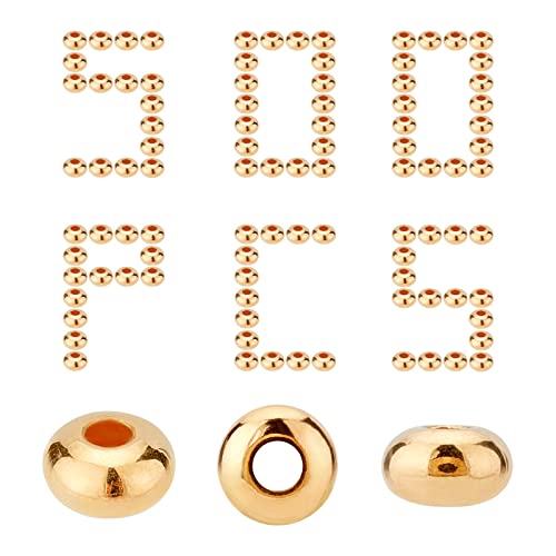 CREATCABIN 1 Box 500 Stück 18 Karat Vergoldete Runde Abstandsperlen Für Die Schmuckherstellung Messing Goldene Rondelle-Perlen Für Die Herstellung von Armbändern, Halsketten, Ohrringen Und Basteln CREATCABIN 1 Box 500 Stück 18 Karat Vergoldete Runde Abstandsperlen Für Die Schmuckherstellung Messing Goldene Rondelle-Perlen Für Die Herstellung von Armbändern, Halsketten, Ohrringen Und Basteln von CREATCABIN