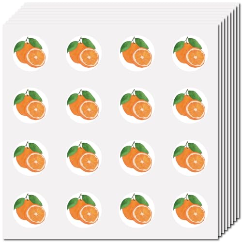 CREATCABIN 128 Stück Orangefarbene Aufkleber Obst Vinyl Aufkleber Selbstklebend Wasserfest Runde Punkte Große Menge Ästhetische Planer Aufkleber Für Wasserflaschen Laptop Gepäck Computer Handy 2.5cm von CREATCABIN