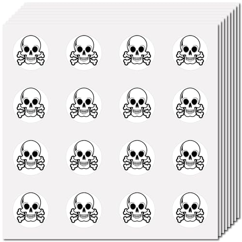 CREATCABIN 128 Stück Totenkopf Planer Aufkleber Helm Aufkleber Selbstklebend Wasserfest Halloween Aufkleber Rund Punkte Cartoon Aufkleber Massenetiketten Für Scrapbooking Basteln Kalender 2.5cm von CREATCABIN