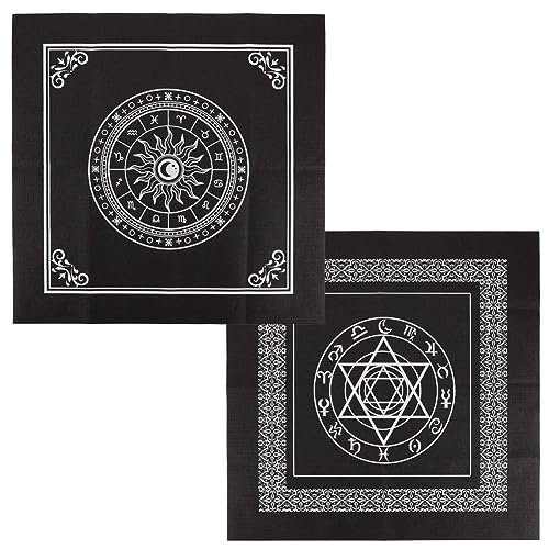 CREATCABIN 2 Stück Altartuch Sonne Pentagramm Himmelskonstellation Tarotkartendeck Spiritueller Wandteppich Tischdecke Macht Heiliges Tuch Astrologie Für Wahrsagerei Hexereizubehör Heidnisch 50cm von CREATCABIN