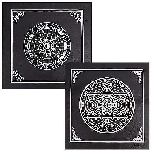 CREATCABIN 2 Stück Altartuch Sonne Pentagramm Himmlisches Tarot-Deck Spiritueller Wandteppich Tischdecke Macht Heiliges Tuch Astrologie Für Wahrsagerei Hexereizubehör Heidnisch Sonne Und Pentagramm von CREATCABIN