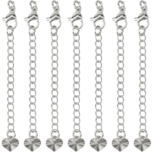 CREATCABIN 20 Stück Kettenverlängerungen Für Halsketten,Messingkabelkettenverlängerung,Verstellbare Kettenglieder Mit Karabinerverschluss,Herzkettenlaschen Für DIY-Schmuck,Armbänder,Silber,6.5cm CREATCABIN 20 Stück Kettenverlängerungen Für Halsketten,Messingkabelkettenverlängerung,Verstellbare Kettenglieder Mit Karabinerverschluss,Herzkettenlaschen Für DIY-Schmuck,Armbänder,Silber,6.5cm von CREATCABIN