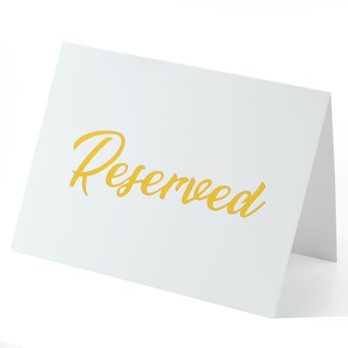 CREATCABIN 20 Stück goldene Schilder mit Aufschrift "Reserved Seating Cards", Großpackung, 10 x 15 cm, Papier, rechteckig, doppelseitig, Restaurantsitze, Empfang, Reservierungskarten für von CREATCABIN