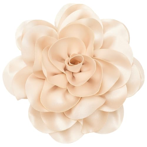 CREATCABIN 20cm Große Blumenbrosche Aprikose Extra Große Kamelien Brosche Anstecknadeln Für Kleidung Abnehmbare Anstecknadeln Satinstoff Brosche Für Damen Kleider Hochzeit Party Bankett Anzug Zubehör von CREATCABIN