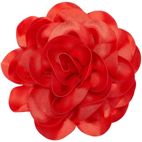 CREATCABIN 20cm Große Blumenbrosche Rot Extragroße Kamelien Brosche Anstecknadeln Für Kleidung Abnehmbare Anstecknadeln Satinstoff Brosche Für Damen Kleider Hochzeit Party Bankett Anzug Geschenke von CREATCABIN