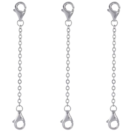 CREATCABIN 3 Stück Kabelkettenverlängerungen,925 Kettenverlängerungen Aus Sterlingsilber Für Halsketten,Verstellbare Kettenglieder Mit Doppelten Karabinerverschlüssen Für Herstellung Armbändern,50mm von CREATCABIN