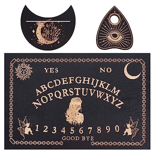 CREATCABIN 3Pcs Wooden Spirit Board Kit Tarot Card Stand Holder Women Tarot Card Altar Stand Display Rack Talking Boards with Planchette Black Rectangle Pendelboard for Divination Tools Spirit von CREATCABIN