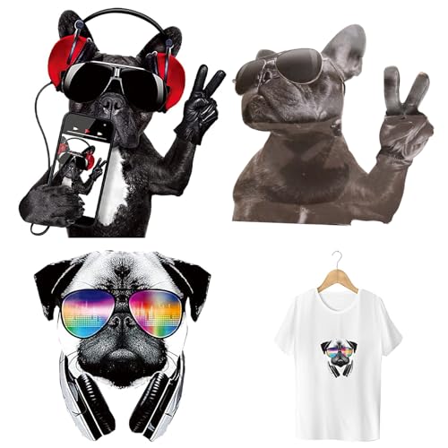 CREATCABIN 3pcs Bügelbild Aufkleber Set Wärmeübertragung Patches Für Kleidung Design Waschbare Wärmeübertragung Aufkleber Abziehbilder Hunde Musik Schmetterling Für Kleidung T-Shirt Jacken von CREATCABIN