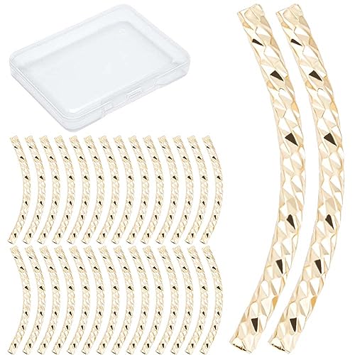 CREATCABIN 40 Stück 18K-Vergoldete Gebogene Röhrenperle,Fischschuppen-Nudelröhrenperle,Lange Gebogene Messingröhre,Abstandshalter,Großpackung Für Die Schmuckherstellung,Charms,Armbänder,Zubehör,20mm von CREATCABIN