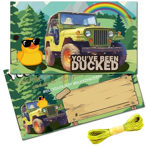 CREATCABIN 50Stück You'Ve Been Ducked Entenanhänger Sonnenbrillen Entenanhänger DIY Jeep Entenkarte Doppelseitig Mit Loch Und Schnur Für Auto Hängedekor Lucky Pass On 8.75x5cm Dschungel Und Regenbogen von CREATCABIN